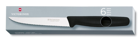 Нож кухонный Victorinox для стейка, лезвие 110 mm, волнистое, черный (5.1233)