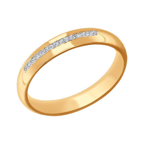 110148-Обручальное кольцо из золота с дорожкой фианитов