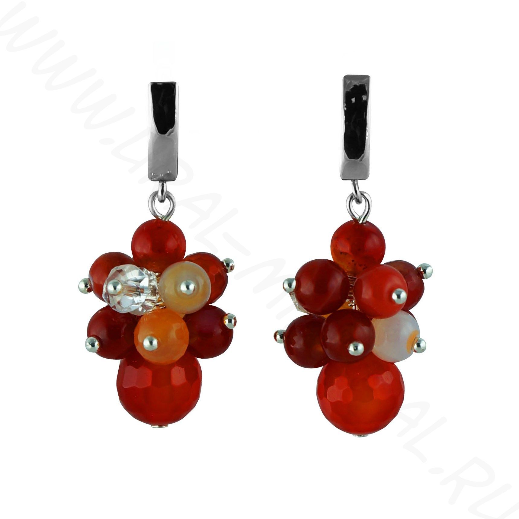 Серьги из сердолика, горного хрусталя