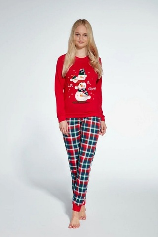 Пижама для девочек со штанами CORNETTE 594/592 SNOWMAN 2_Красныйи + темно-синий