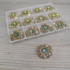 Стразы на цапах пришивные Кабошон круглые Хризолит