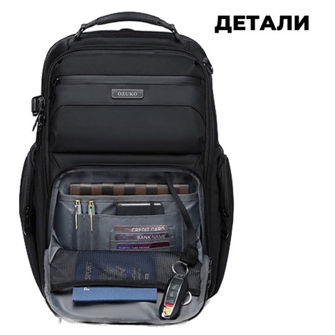 Картинка рюкзак городской Ozuko 9770S Black - 9
