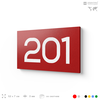 Номер на дверь 201, табличка на дверь для офиса, квартиры, кабинета, аудитории, склада, красная 120х70 мм, Айдентика Технолоджи