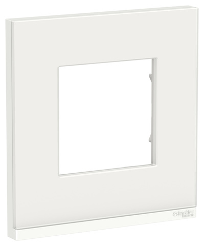Рамка на 1 пост, горизонтальная. Цвет Белое стекло/белый. Schneider Electric Unica Pure. NU600285