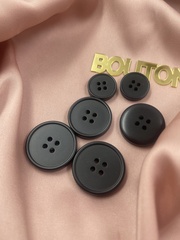 Пуговицы черные матовые на прокол с высоким скругленным бортиком