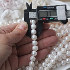 Жемчуг натуральный речной, круглый, 8-11 мм, 1 нить, Ж014