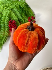 Тыква искусственная бархатная, муляж, 10 см, набор 2 шт.