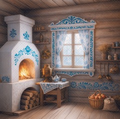 Гжель №1 - фон неопреновый