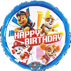 Шар (18''/46 см) Круг, Щенячий Патруль, Happy Birthday!, 1 шт.