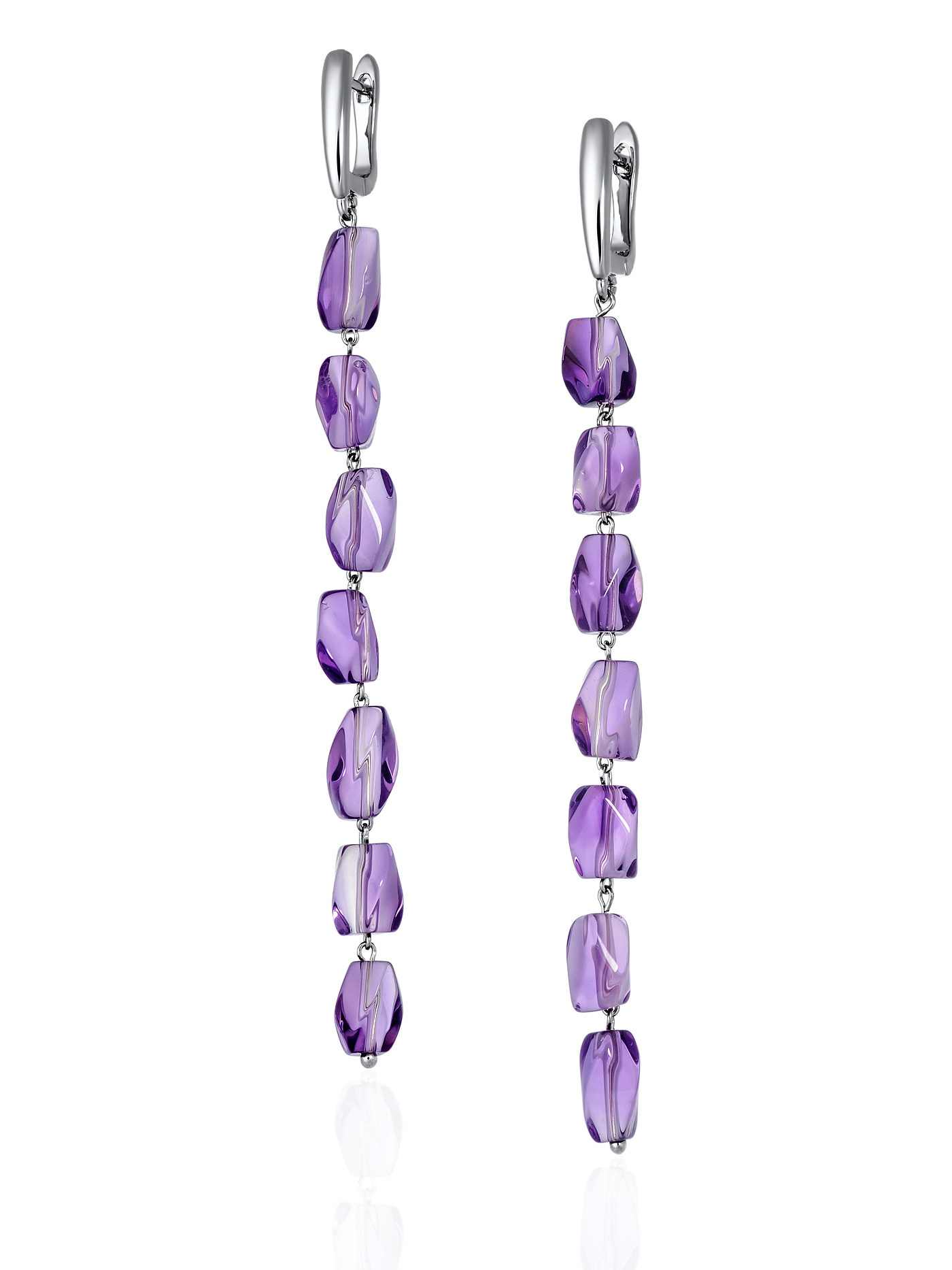 Длинные серьги с аметистом