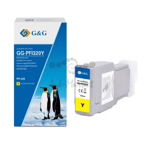 Картридж струйный G&G GG-PFI320Y PFI-320Y желтый (300мл) для Canon imagePROGRAF TM-200, 200MFP, 205, 300, 300MFP, 305