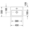 Duravit Vero Мебельная раковина для рук, с перел., без отв. под смес., 450x350мм, Цвет: Белый 704450060