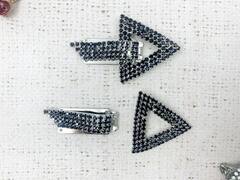 Застежка-клипса со стразами, р. 6,5х3,8 см, чёрный