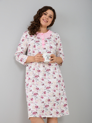 Ночная сорочка С-008/белорозовый-розы