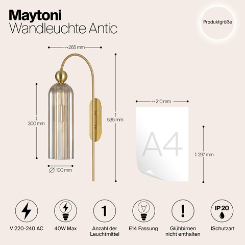 Настенный светильник Maytoni Antic MOD302WL-01CG