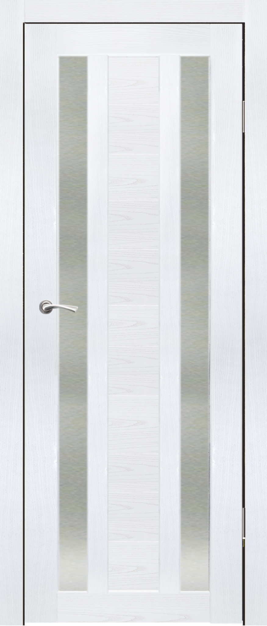 Дверь межкомнатная Синержи Фиеста, цвет снежный ясень, экошпон, стекло сатин