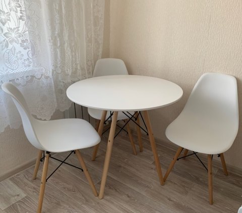 Кухонный интерьерный круглый стол Eames DSW Eiffel, MDF (D80/90/100см), цвет белый