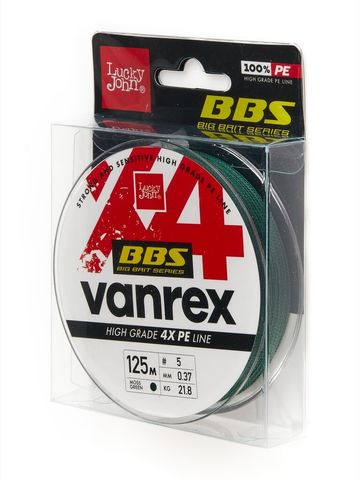 Плетеный шнур LUCKY JOHN Vanrex X4 BRAID BBS Moss Green 125 м - 0,37 мм