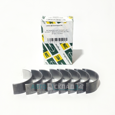 ВКЛАДЫШИ ШАТУННЫЕ 0,25 ACCENT, GETZ, ELANTRA XD, RIO JB GROG (ALPHA)