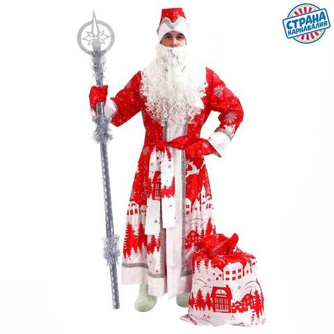 Карнавальный костюм «Дед Мороз», атлас, принт 
