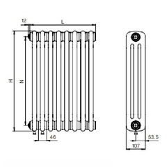 Стальной трубчатый радиатор отопления RIFAR TUBOG VENTIL 3057 16 секций БЕЛЫЙ нижнее одностороннее подключение