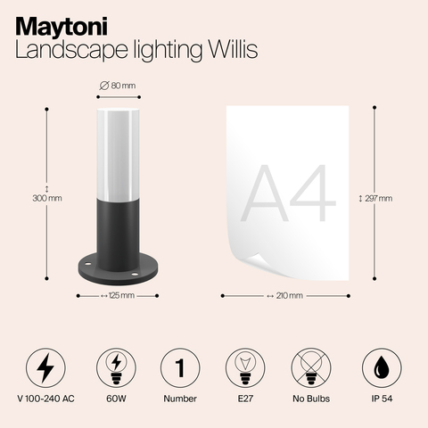 Ландшафтный светильник Maytoni Willis O418FL-01GR