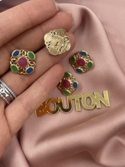 Пуговицы золотые ажурные Шан. с разноцветной эмалью