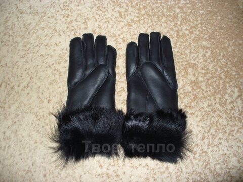 Женские перчатки из дубленой кожи