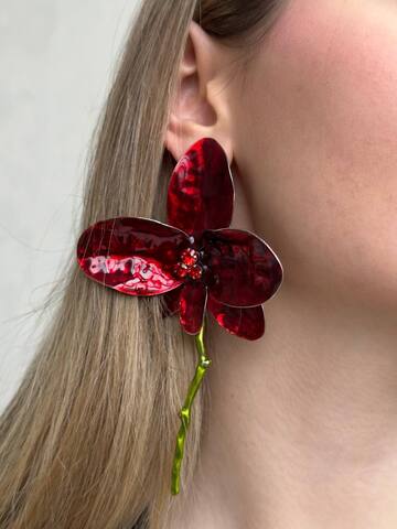 Серьги длинные ОРХИДеИ БОРДОВЫЕ