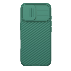 Чехол зеленого цвета (Dark Green) от Nillkin для iPhone 17, серия CamShield Pro Case (защитная сдвижная шторка для камеры)
