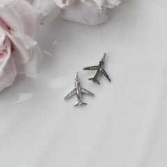 Подвеска Самолет с фианитами 14 мм, родий, П092