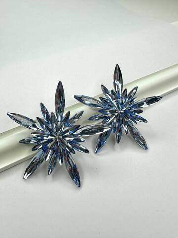 Серьги Блю скай, серебряный цвет