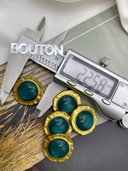 Пуговицы Скиапар. матовое золото с бирюзовым (сине-зеленым) лунным камнем