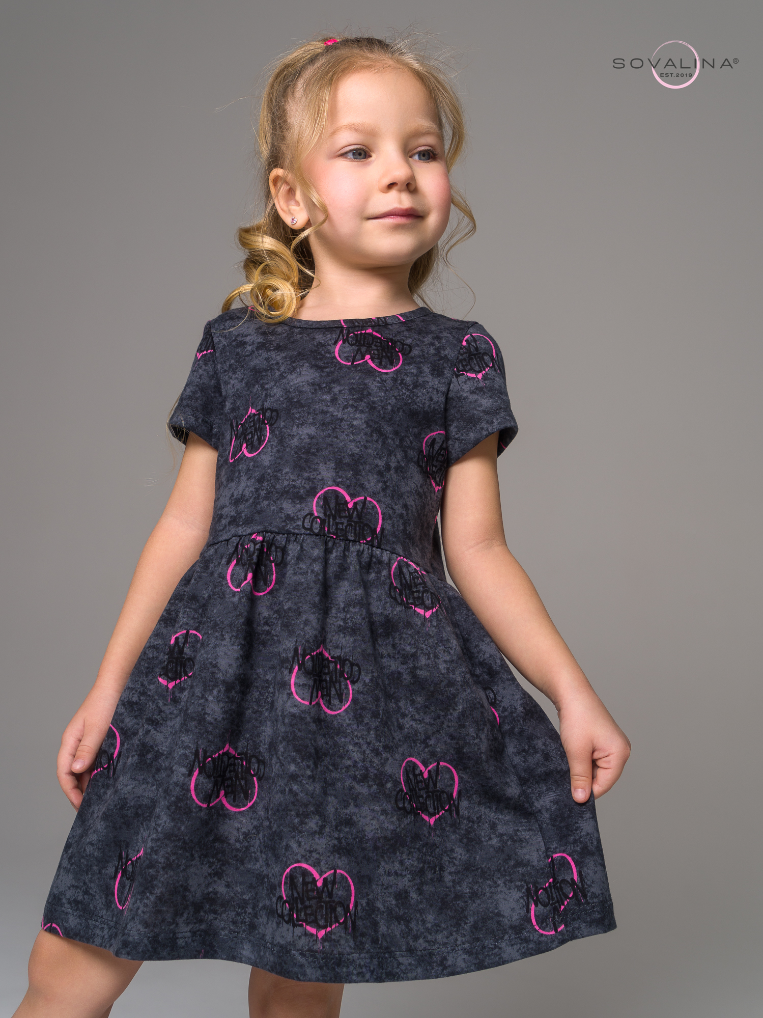 Платье Лето варенка графит сердце