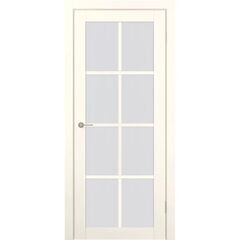 Купить Межкомнатная дверь экошпон Соната-12 эмалекс ваниль остеклённая