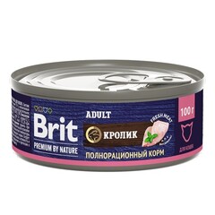 Влажный корм консервы для кошек Брит BRIT PREMIUM BY NATURE с мясом кролика 0,1кг 12 упаковок