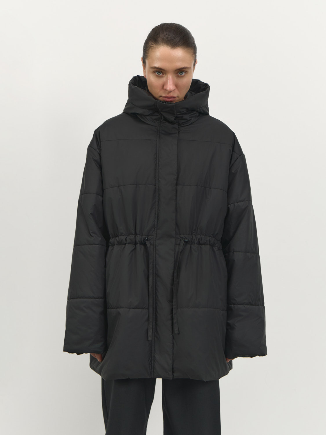 Quilted buttoned jacket Luga with a hood