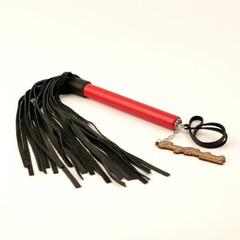 Плеть из натуральной кожи с красной ручкой