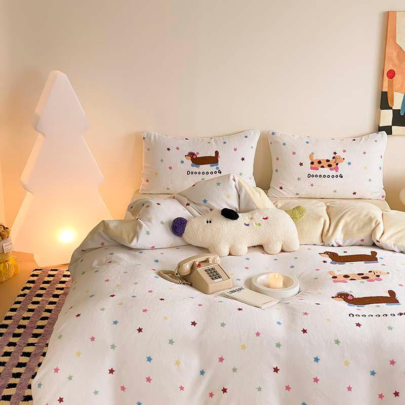 Комплект Полуторка Велюр Собачки со звездочками