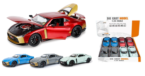 Машина металл Ниссан GTR 8 в уп 22 см, цена за шт.