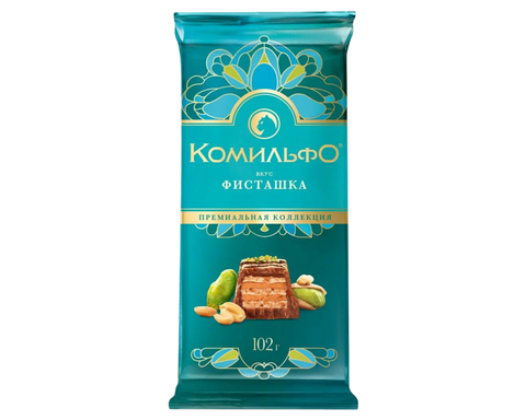 Шок.плитка Комильфо Премиальная коллекция со вкусом Фисташки 102г