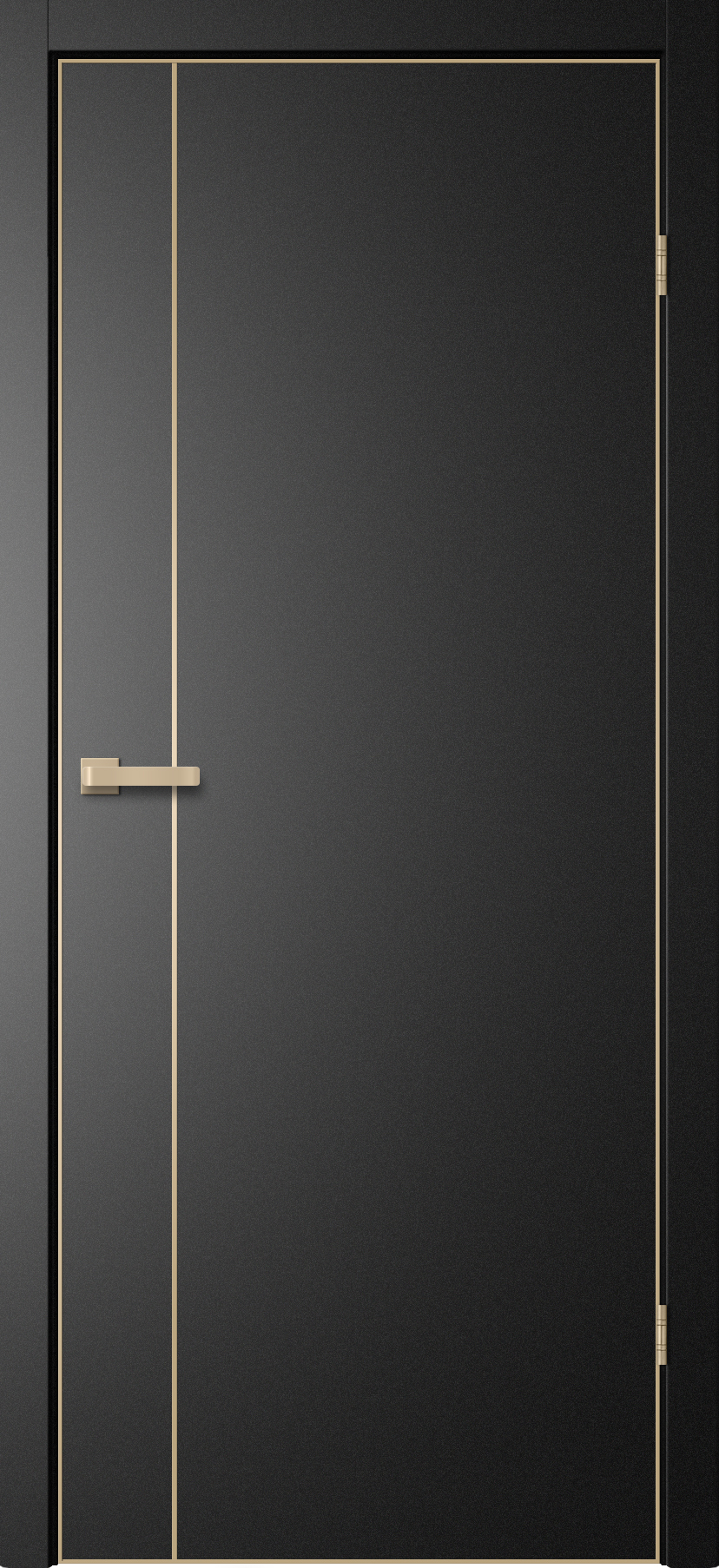 Дверь межкомнатная Сибирь Профиль Тринити TR-04 (алюминиевая кромка с 4х сторон шампань + встроенный магнитный замок), цвет титан, эмалит, глухая