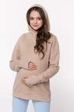Утепленное худи для беременных и кормящих 15981 бежевый