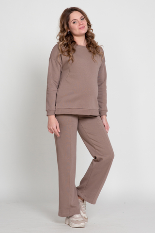Утепленный спортивный костюм для беременных и кормящих 16036 мокко