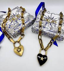 Колье цепь крупная с подвеской сердце by DIOR в винтажном стиле