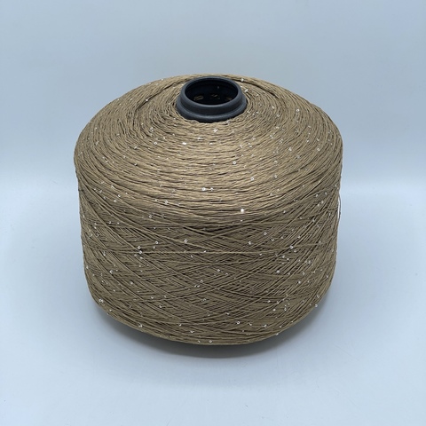 Бобинная пряжа, Linette Pailletes, 450м, 80% Лен, 20% Полиэстер(пайетка), Солома+пайетка. 39436