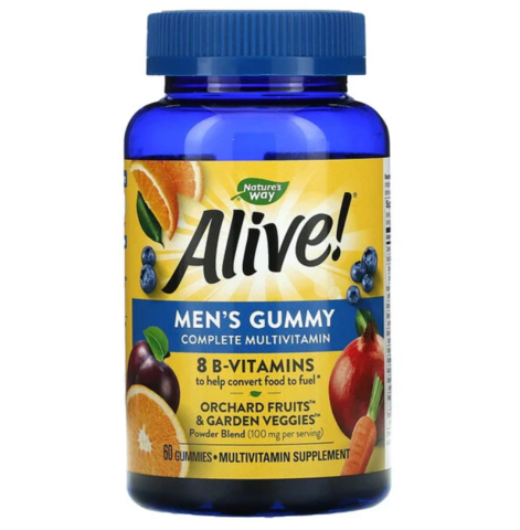 Nature's Way, Alive!, полный комплекс мультивитаминов для мужчин в виде жевательныхтаблеток со вкусом фруктов, 60 жевательных таблеток