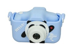 Детский фотоаппарат с селфи камерой Панда, цвет голубой