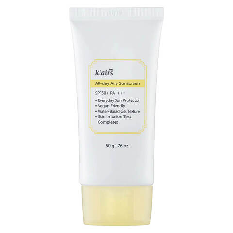 Лёгкий солнцезащитный крем Klairs All-day Airy Sunscreen SPF 50+ PA++++,50гр