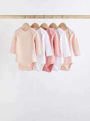 Боди с длинным рукавом для малышей Next 619-349, 5 шт., Белый, Розовый
